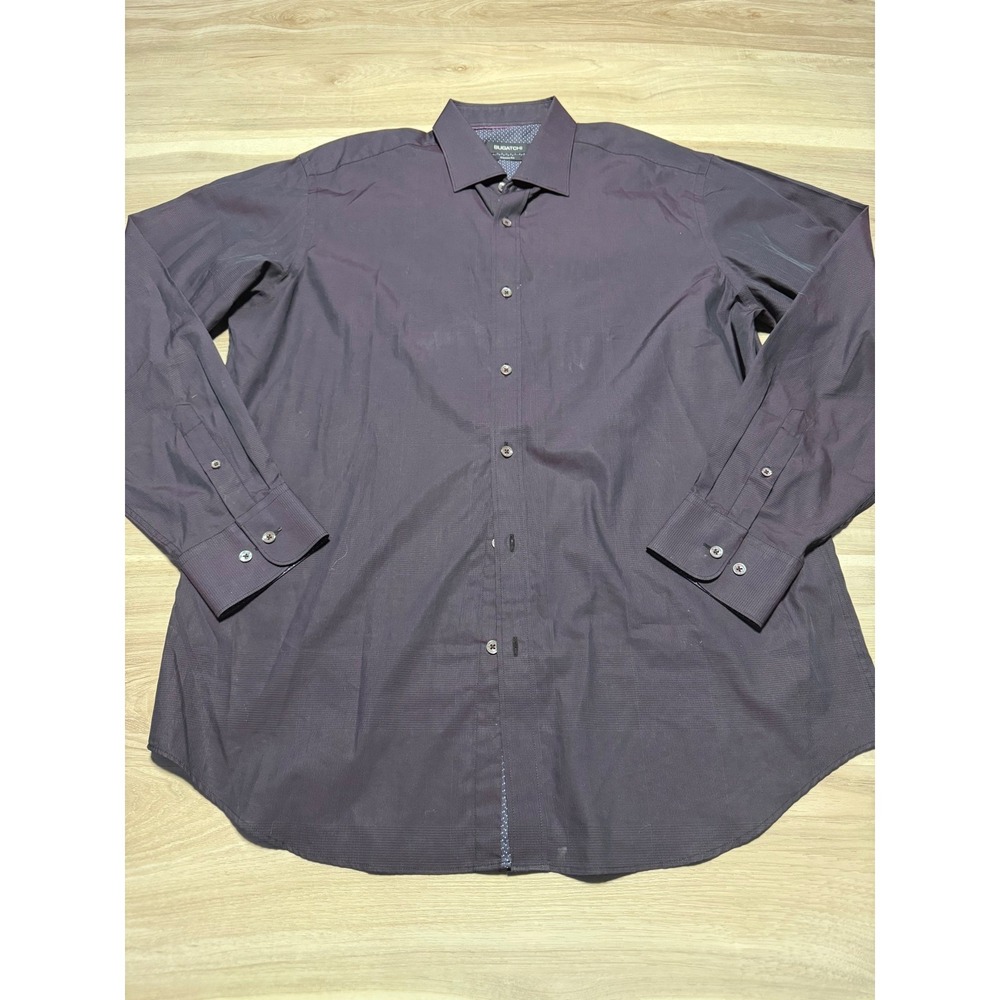 Bugatchi Button Down Shirt Mens XL Purple Classic Fit Long Sleeve Textured Forma